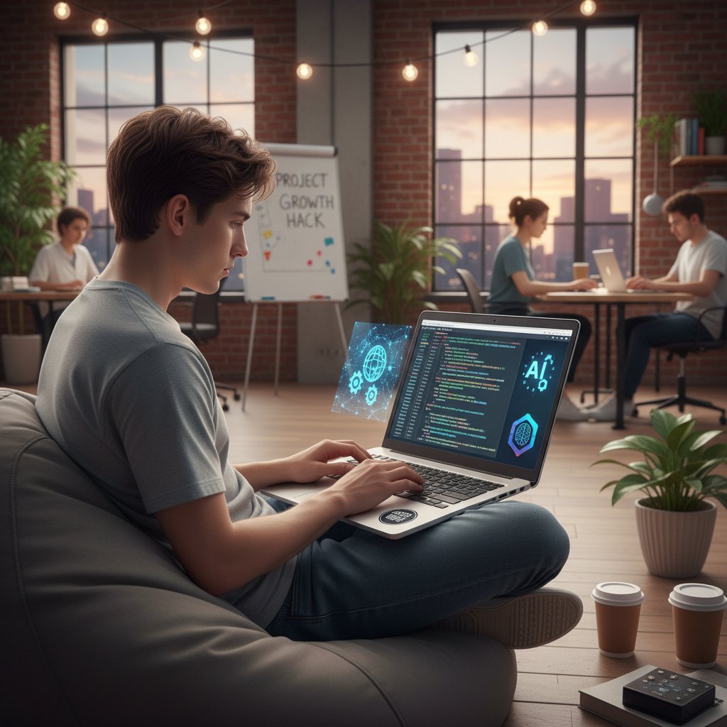 Młody programista uruchamia własny chatbot open source na laptopie