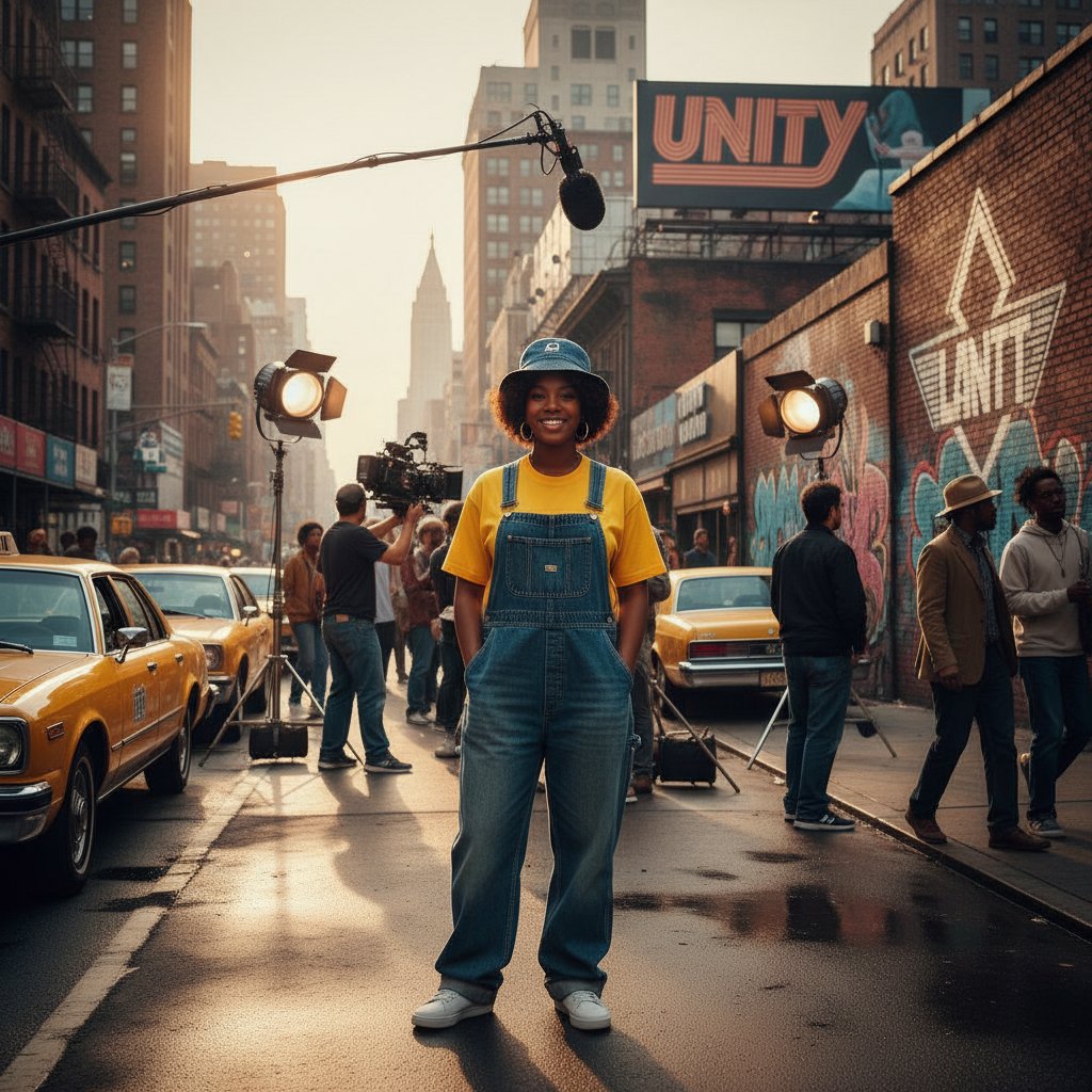 Young Queen Latifah on the set of her first movie, early 90s