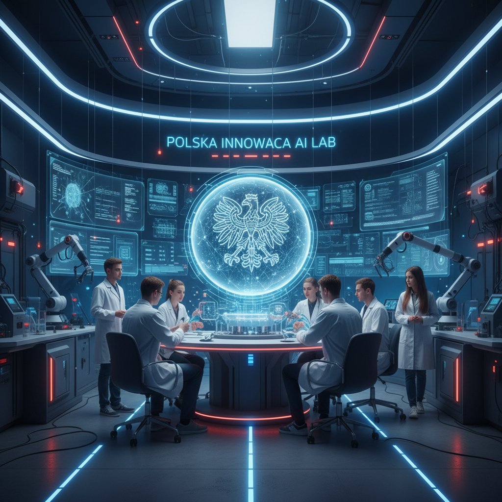 Zespół młodych naukowców pracujących w laboratorium AI – symbol polskiej innowacyjności