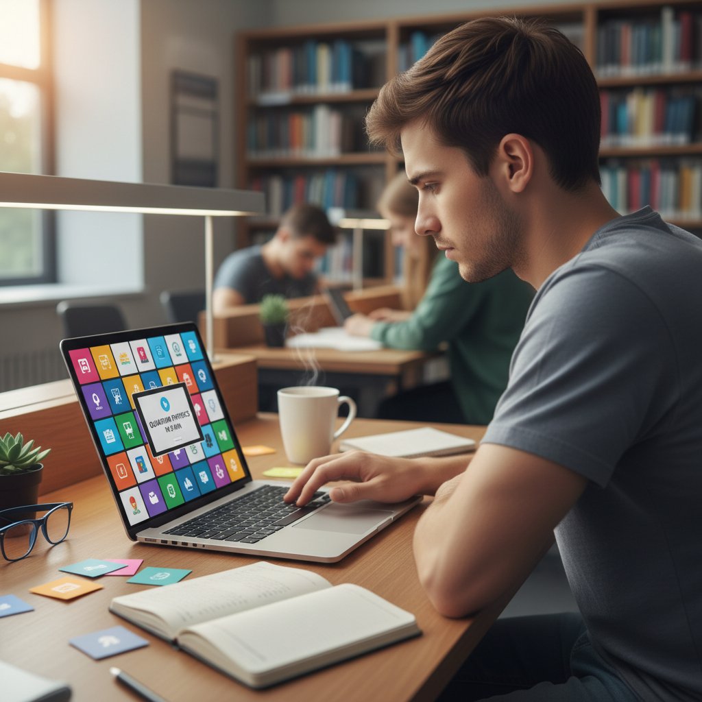 Uczennica korzystająca z mikrolearningu podczas krótkiej sesji przy komputerze