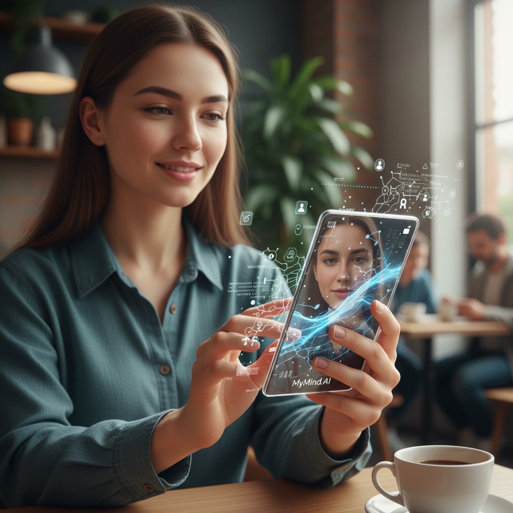 Młoda kobieta korzystająca z AI na smartfonie, personalizująca ustawienia czatbota