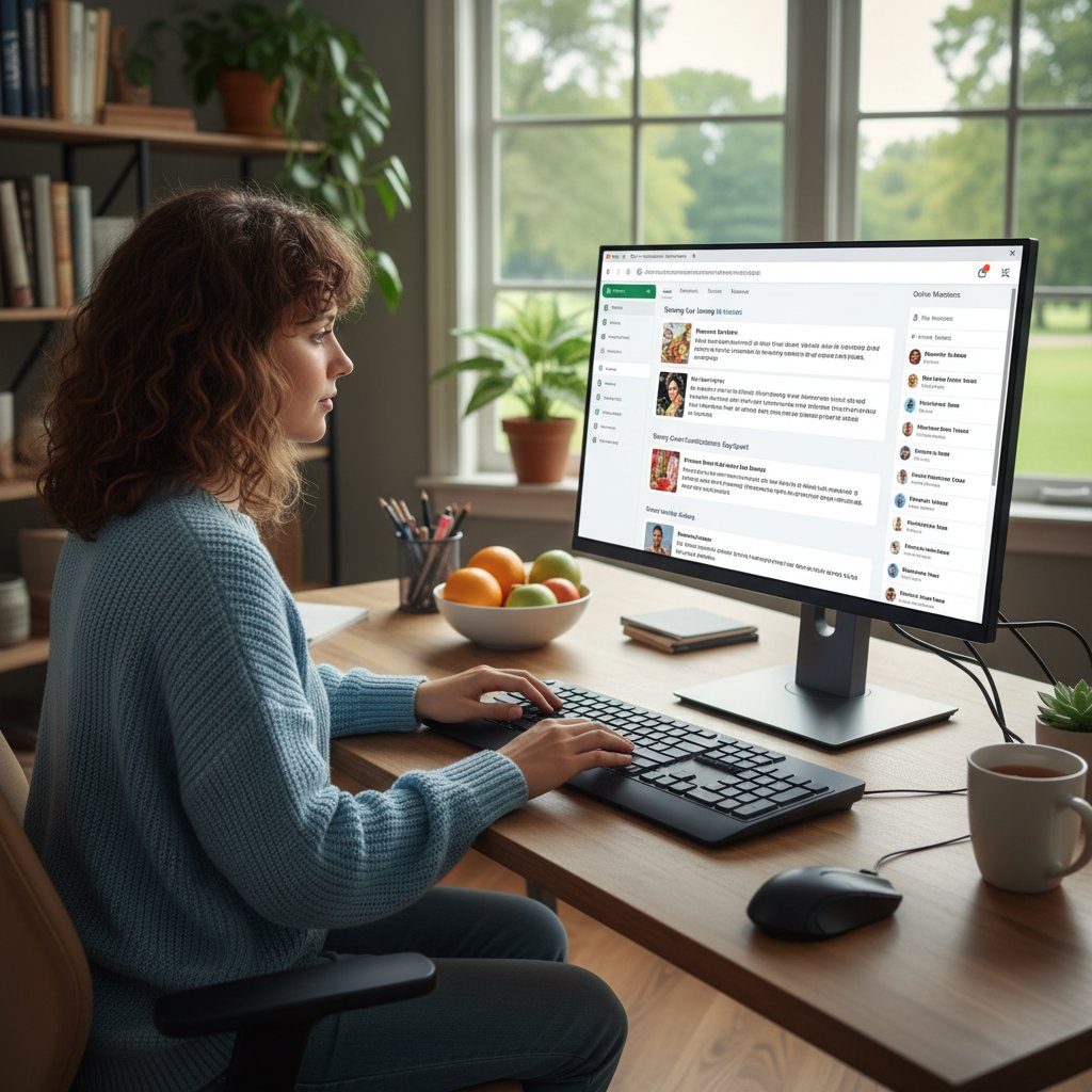 Zdjęcie młodej kobiety piszącej na forum zdrowotnym, szukającej informacji o leczeniu