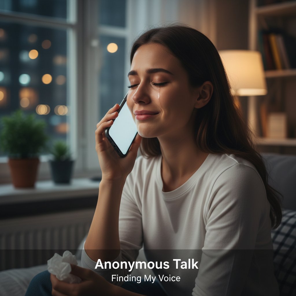 Młoda kobieta trzymająca telefon, rozmawiająca ze łzami w oczach, poczucie ulgi