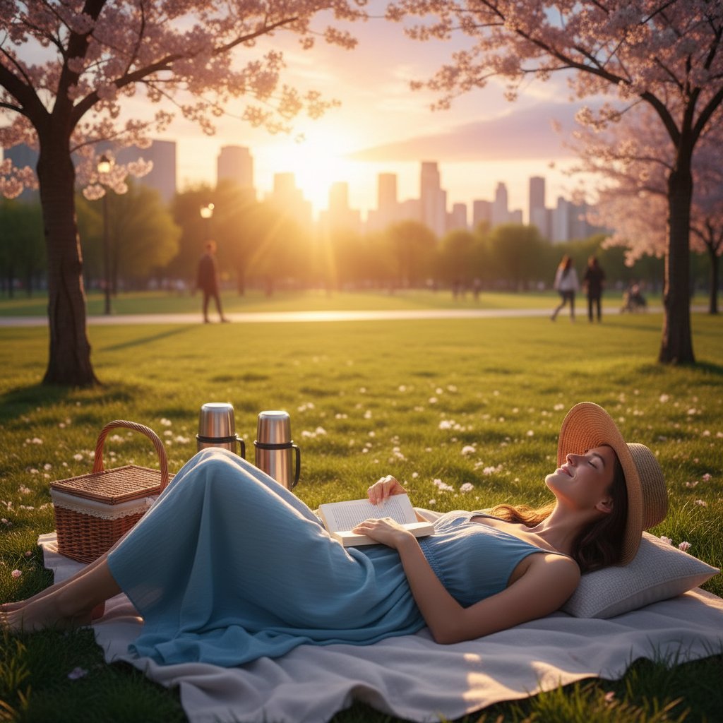 Kobieta odpoczywa po treningu na ławce w parku