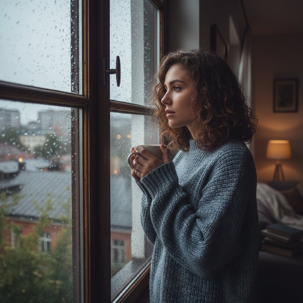 Młoda kobieta po niezdanej maturze patrzy smutno przez okno, przezwyciężanie trudności, wsparcie po porażce