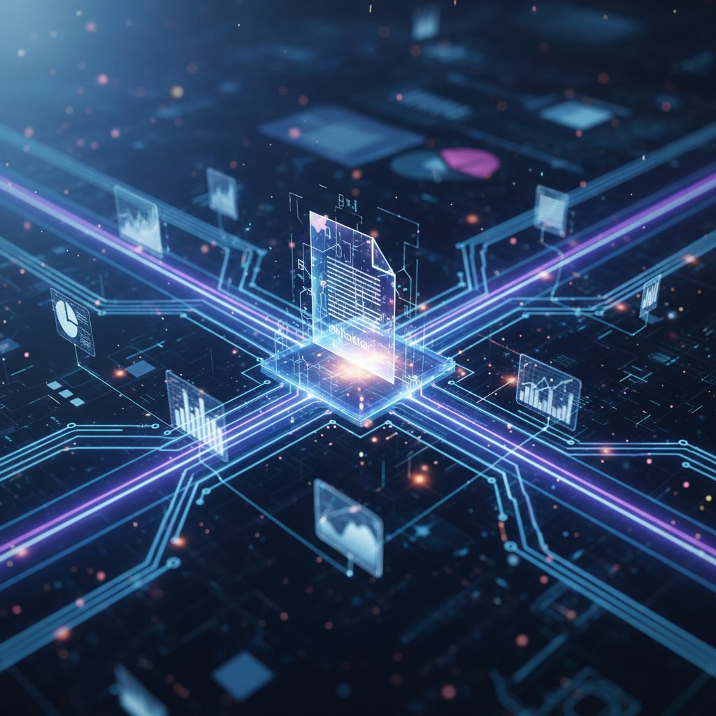 Abstract crossroads representing decision points in document analytics future