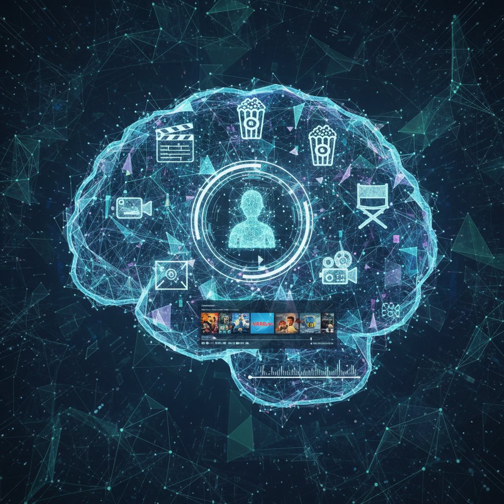 Abstract data visualization of movie algorithm brain