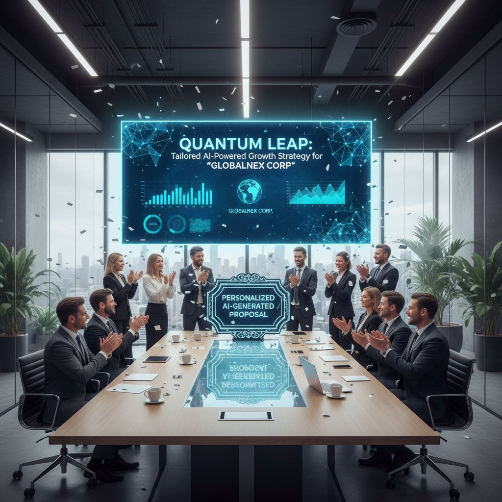 Agency team applauding after reading a personalized, AI-generated proposal that secured a big client
