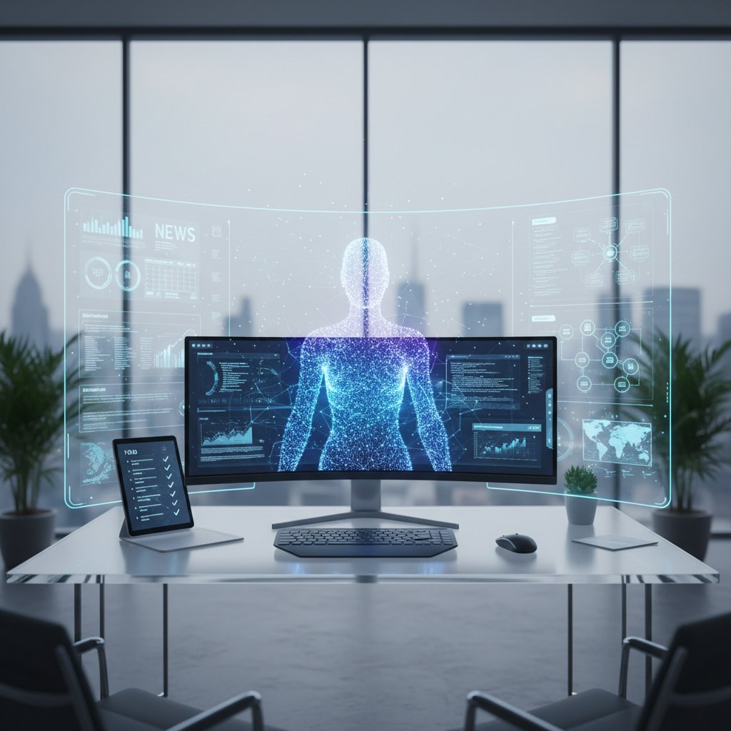 AI-powered team member in a digital workspace, highlighting future of email productivity tool trial
