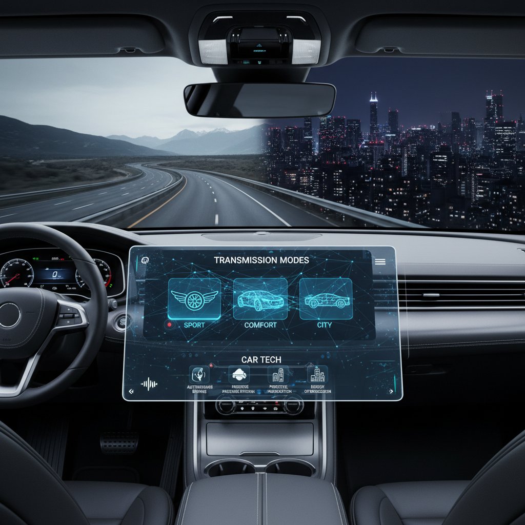 Conceptual photo of AI assistant in car controlling transmission modes