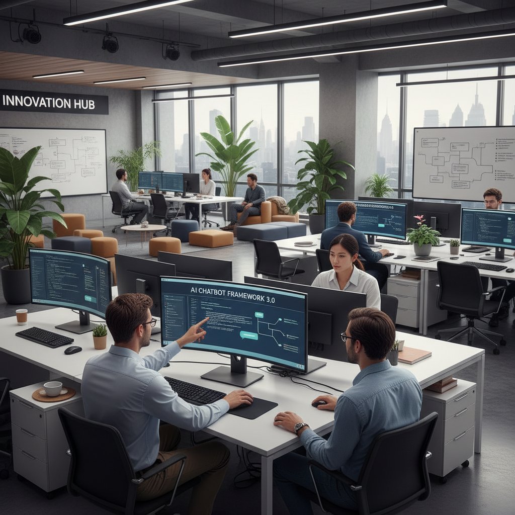 Developers building AI chatbot framework components in modern office