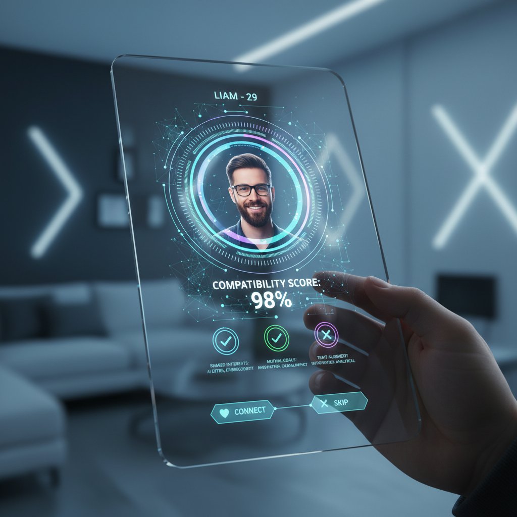 Interfejs AI analizujący profile randkowe, nowoczesna technologia i dopasowanie