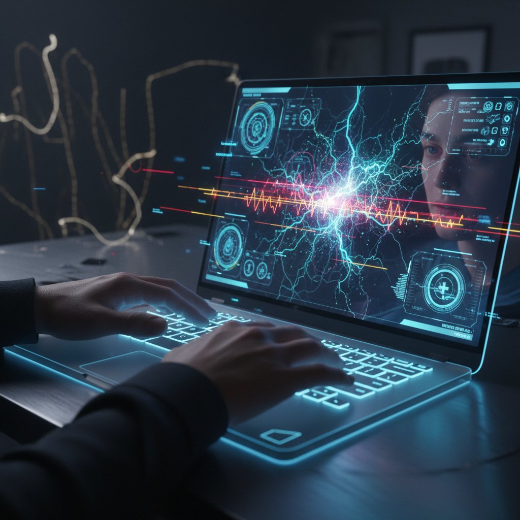 Nowoczesny interfejs AI do analizy objawów neurologicznych na laptopie