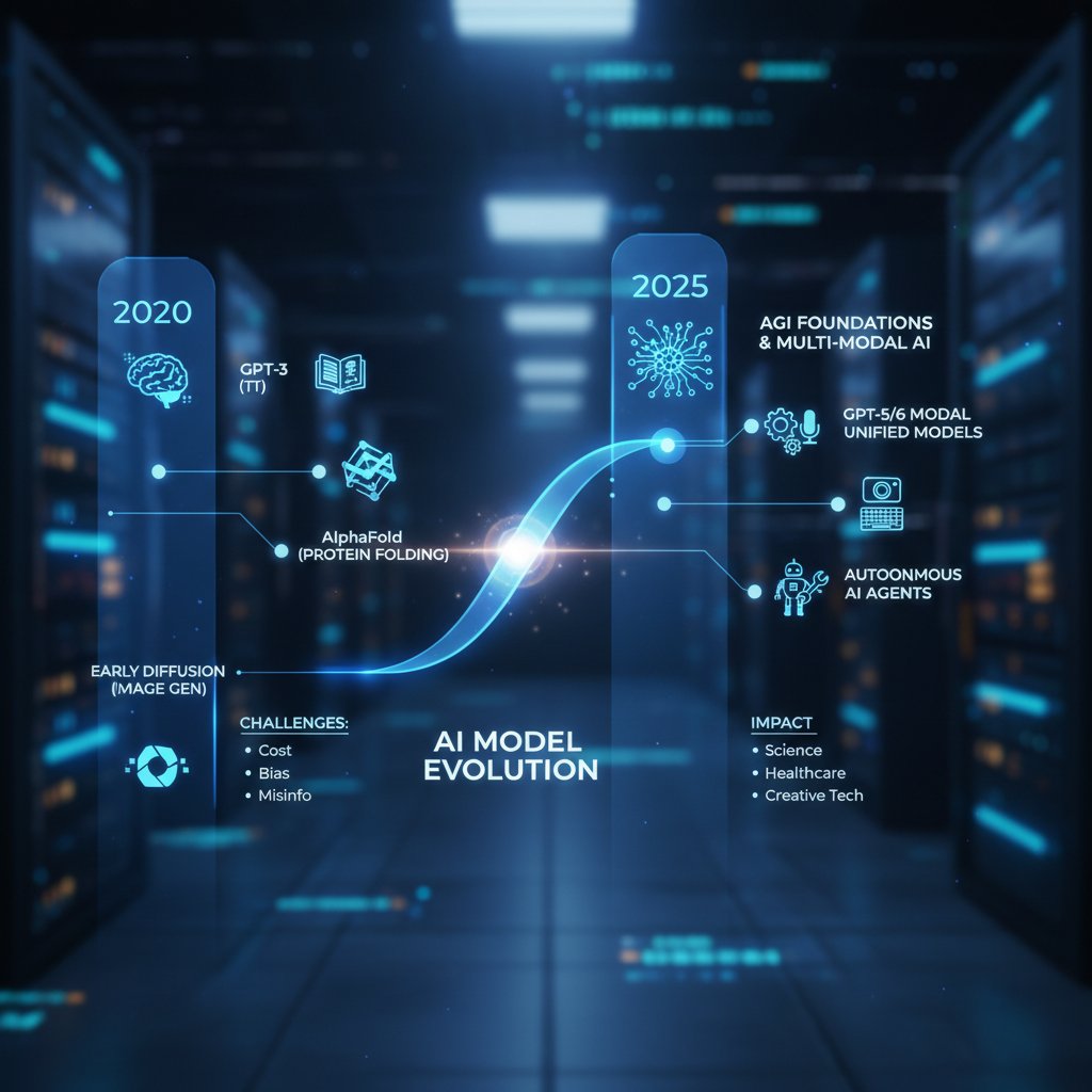 AI model evolution timeline from 2020–2025, tracing the path of document summarizer for simplified workflow technology