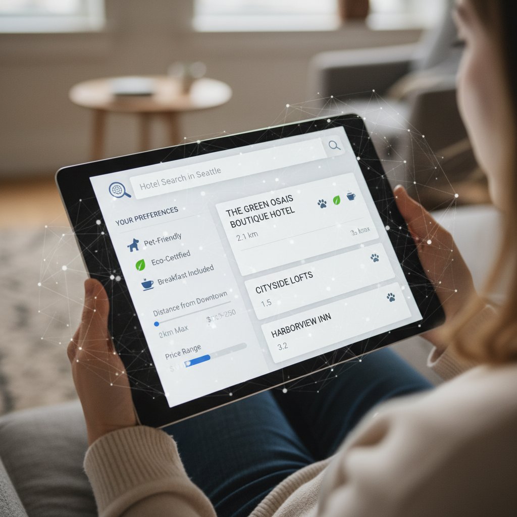 Hotel search AI tool personalizing recommendations for user