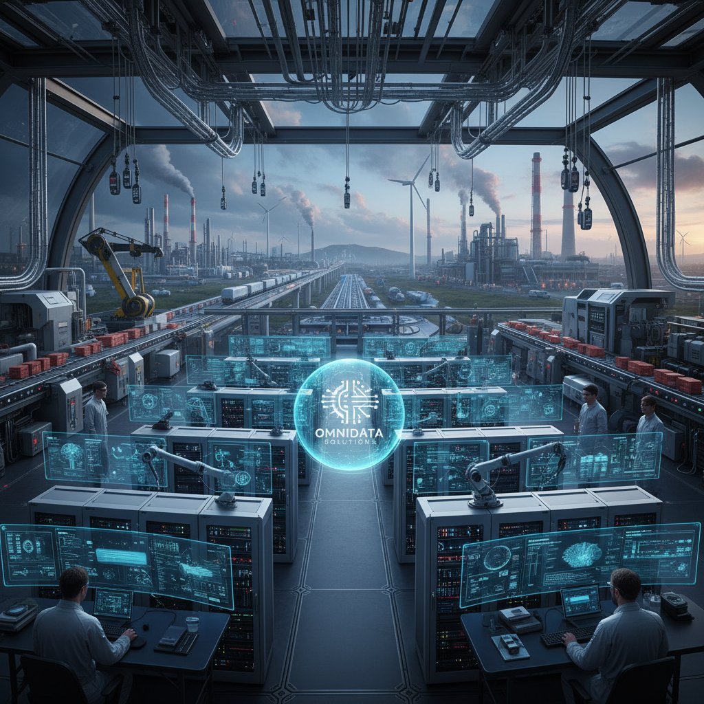 Nowoczesny system AI analizujący dane w przemysłowej hali