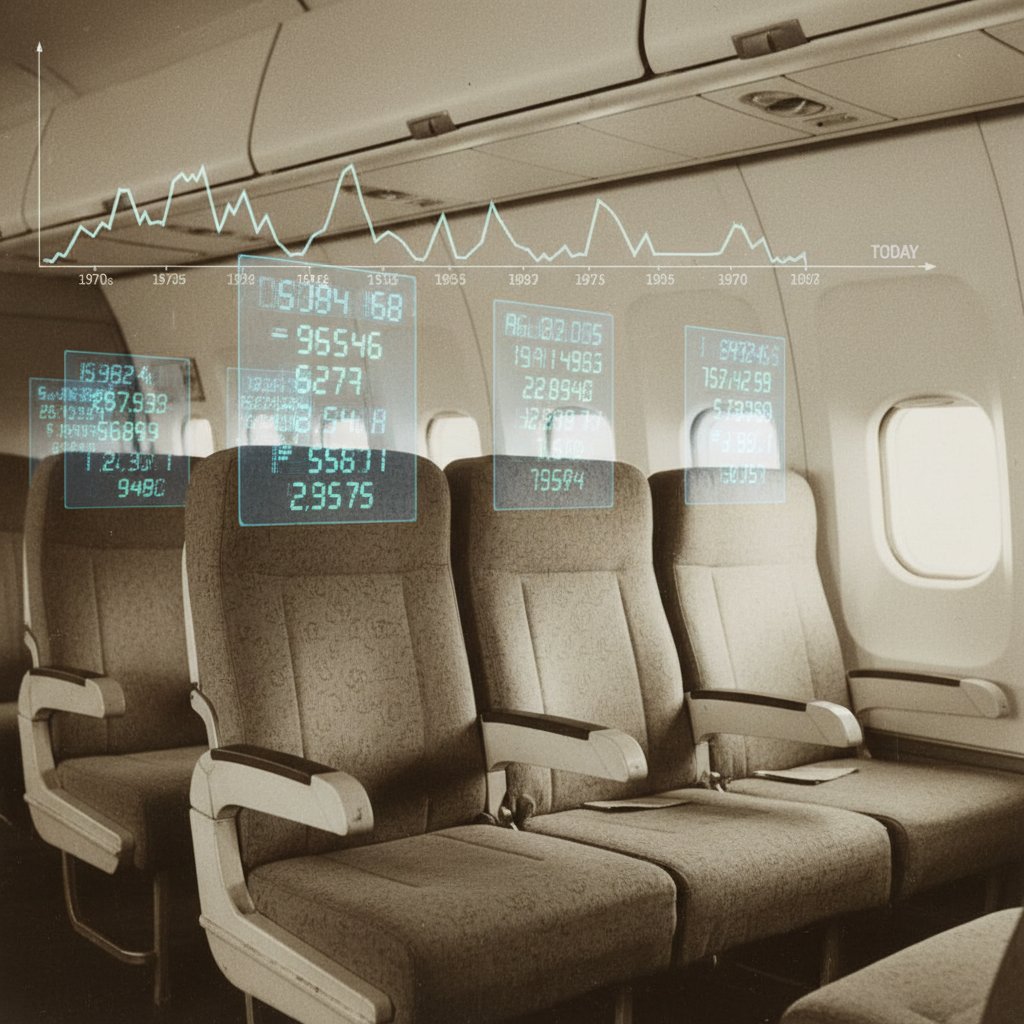Fluctuating airline ticket prices symbolize market volatility and the myth of stability