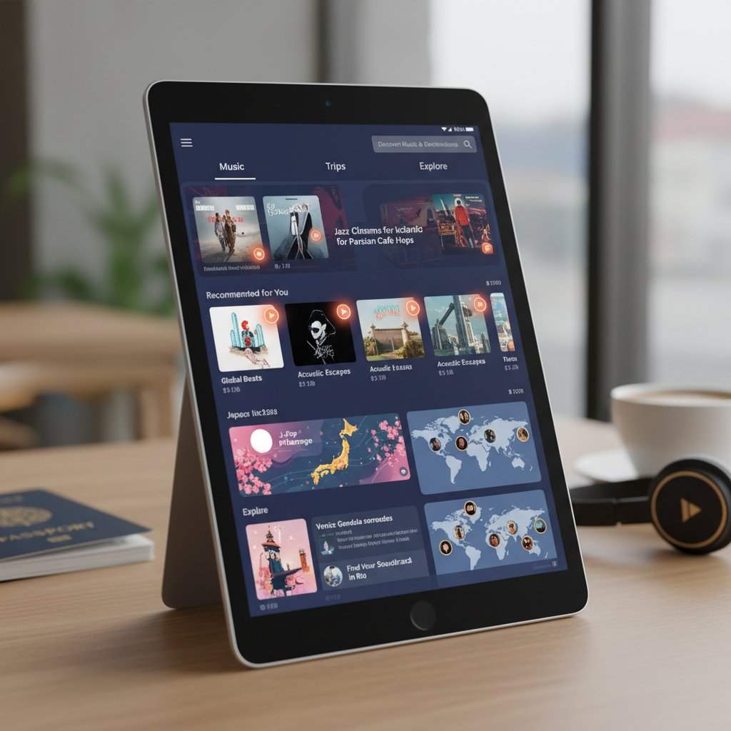 Collage photo: app interfaces from travel, music, and e-commerce platforms, highlighting recommendation features