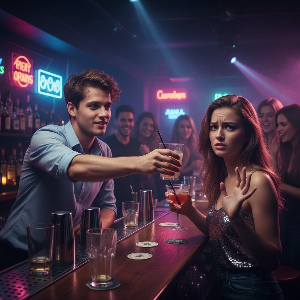 Niezręczna próba flirtowania w klubie, nieudane porady dotyczące flirtowania