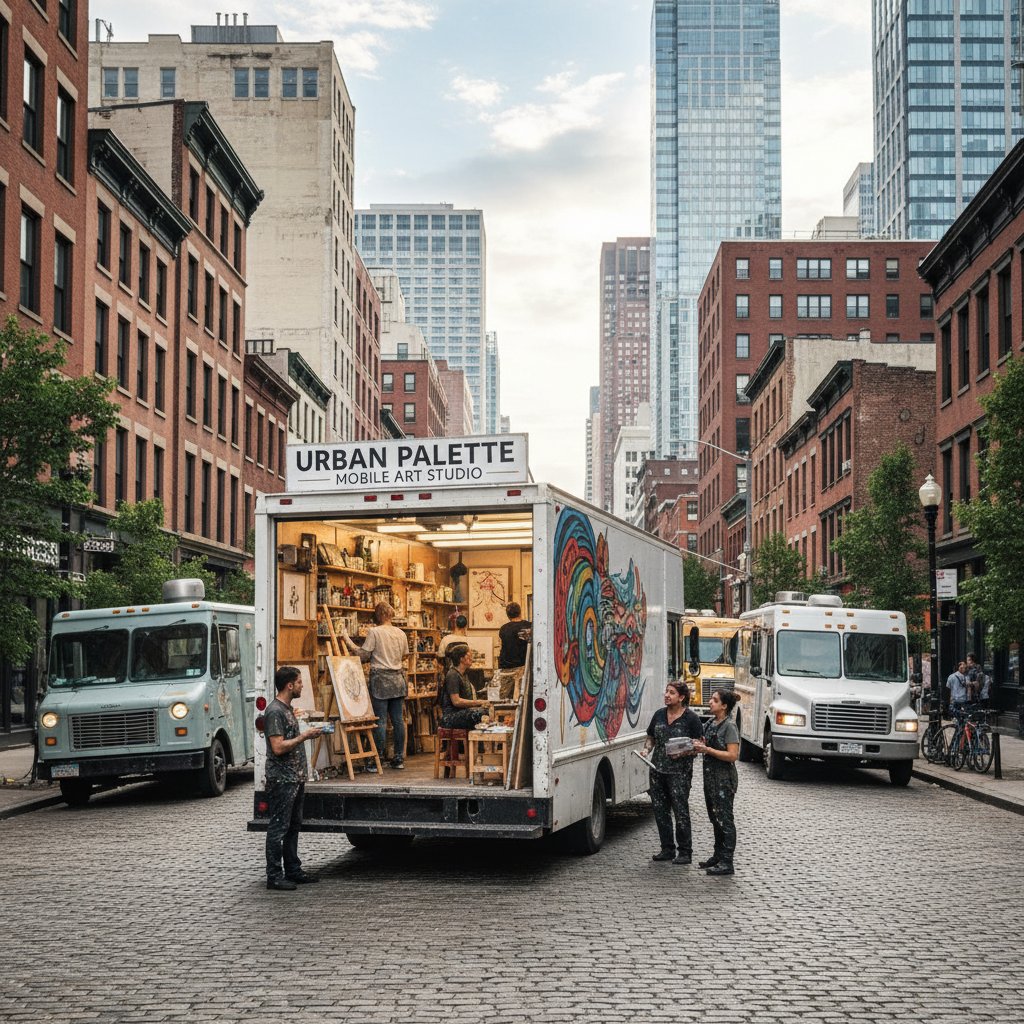Box truck art studio, city, truck types unconventional uses