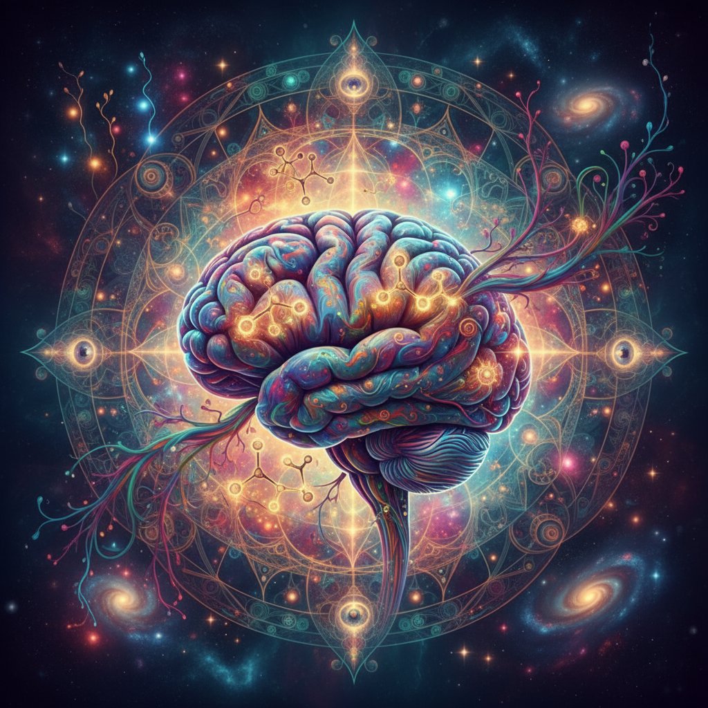 Artystyczna wizualizacja połączeń nerwowych podczas terapii psychodelikami