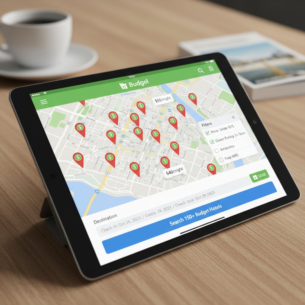 Map showing actual versus advertised hotel location, illustrating common traps in budget hotel booking
