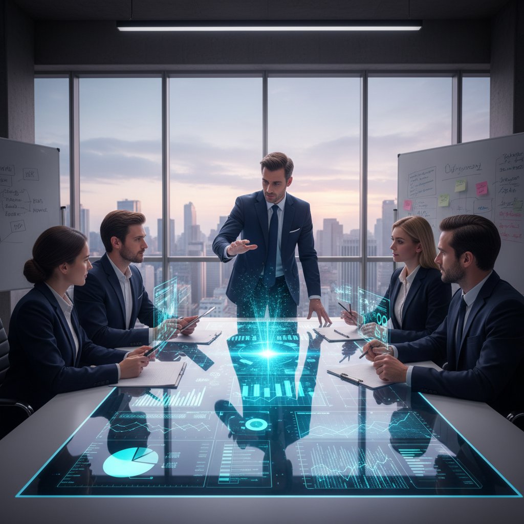 Prezentacja z interaktywnym dashboardem podczas spotkania zespołu
