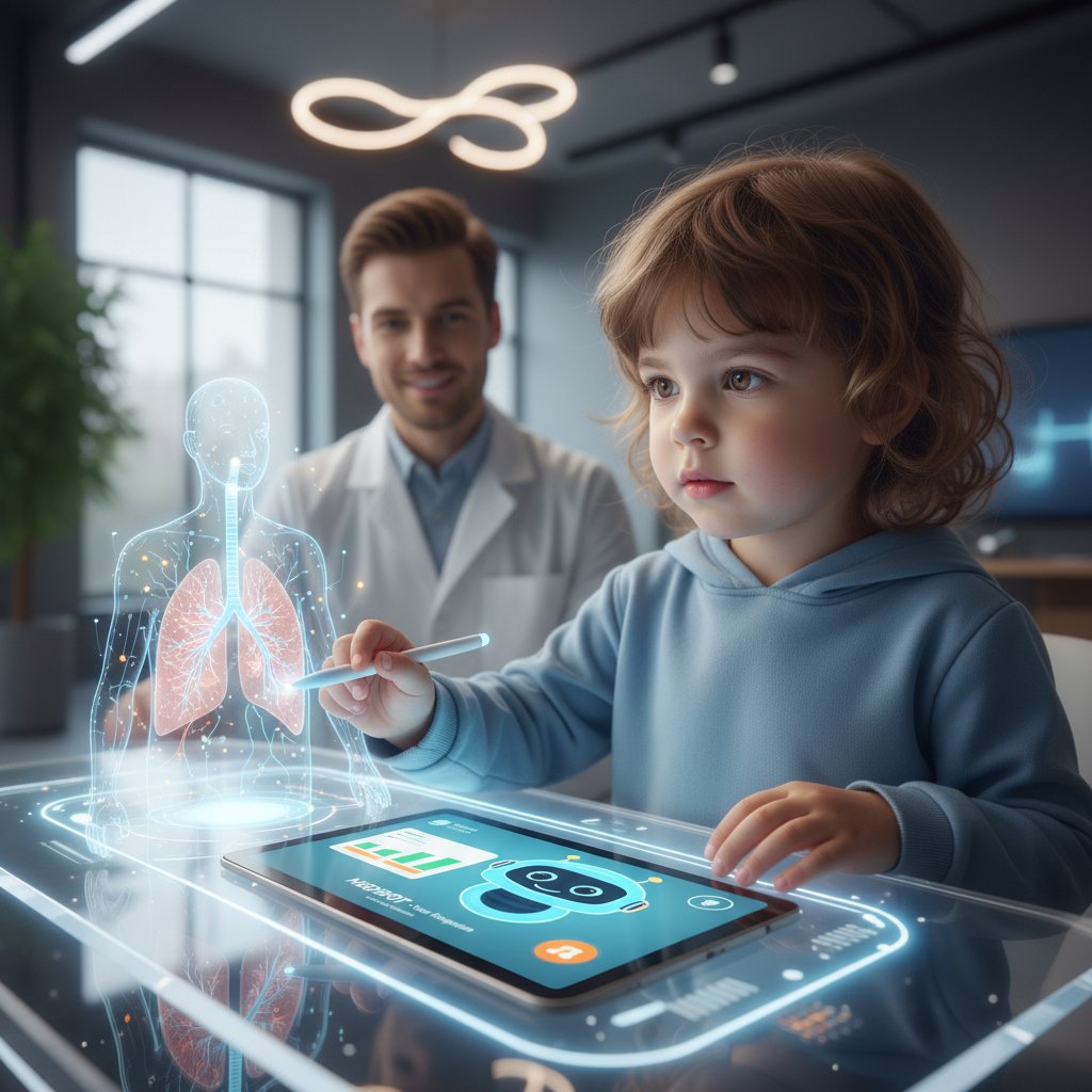 Dziecko korzystające z nowoczesnego narzędzia diagnostycznego