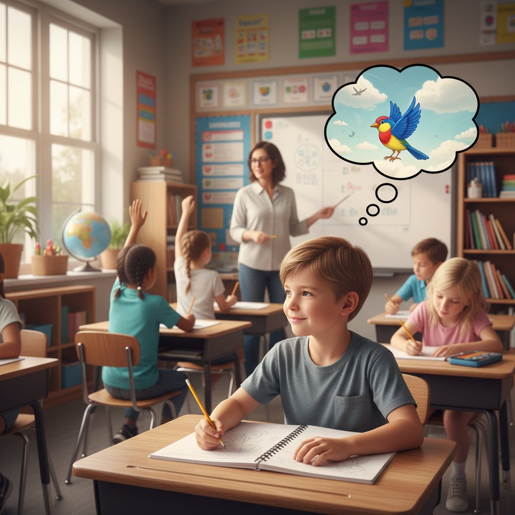 Różnice między ADHD a typową ruchliwością w klasie, zdjęcie dwóch dzieci o kontrastowym zachowaniu