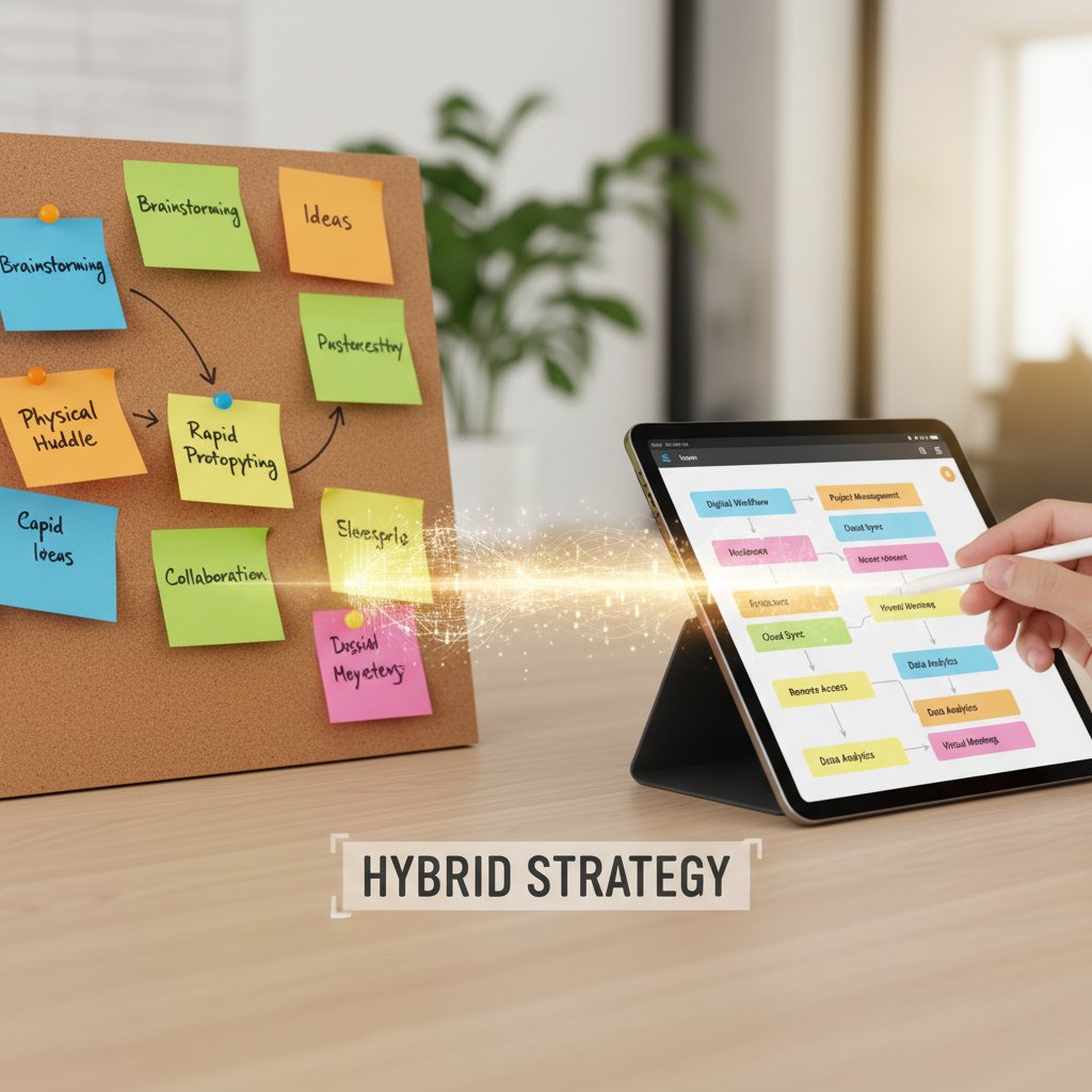 Kolorowe karteczki i tablet z aplikacją do notatek obok siebie — hybrydowe strategie nauki