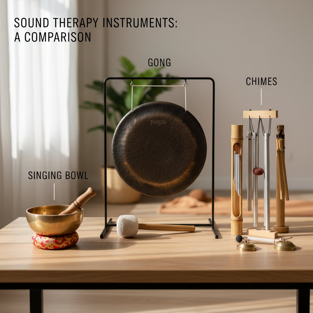 Porównanie instrumentów dźwiękoterapii – misy, gong, dzwonki