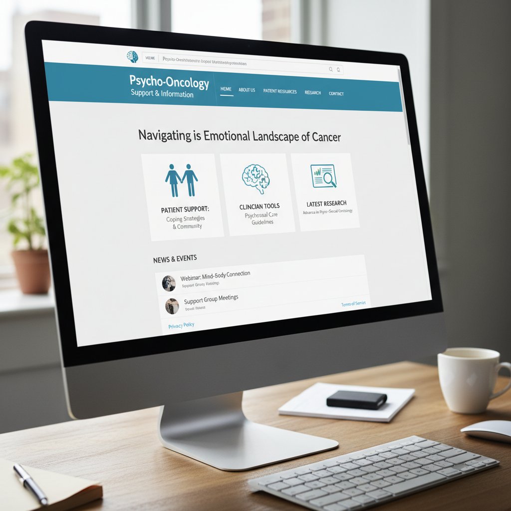 Widok ekranu komputera ze stroną internetową Polskiego Towarzystwa Psychoonkologicznego