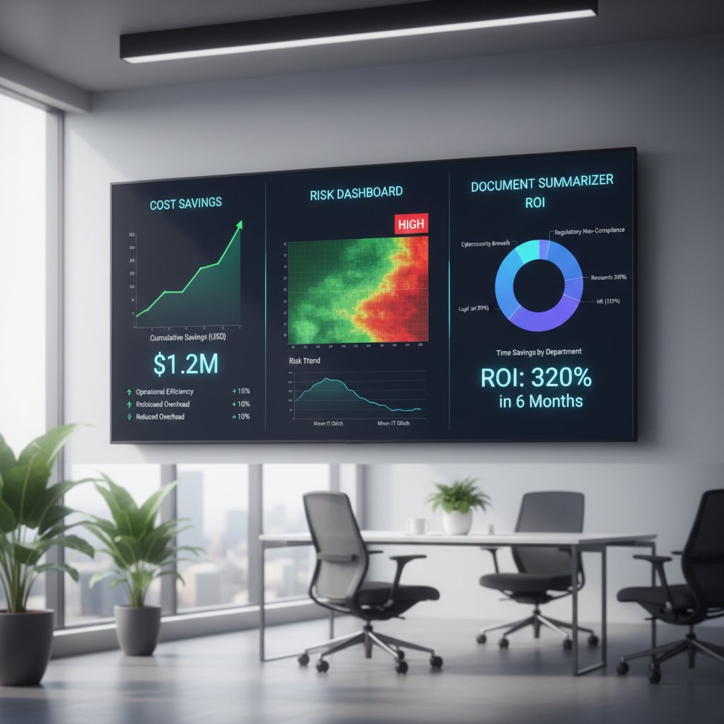 Document summarizer ROI visualization, cost savings, and risks
