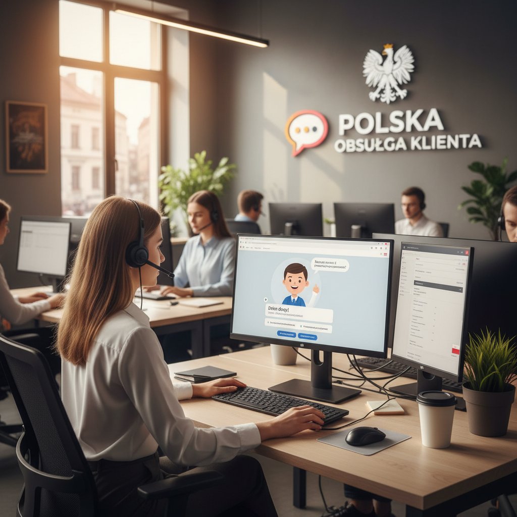 Zespół obsługi klienta wdrażający personalizowanego chatbota w polskiej firmie