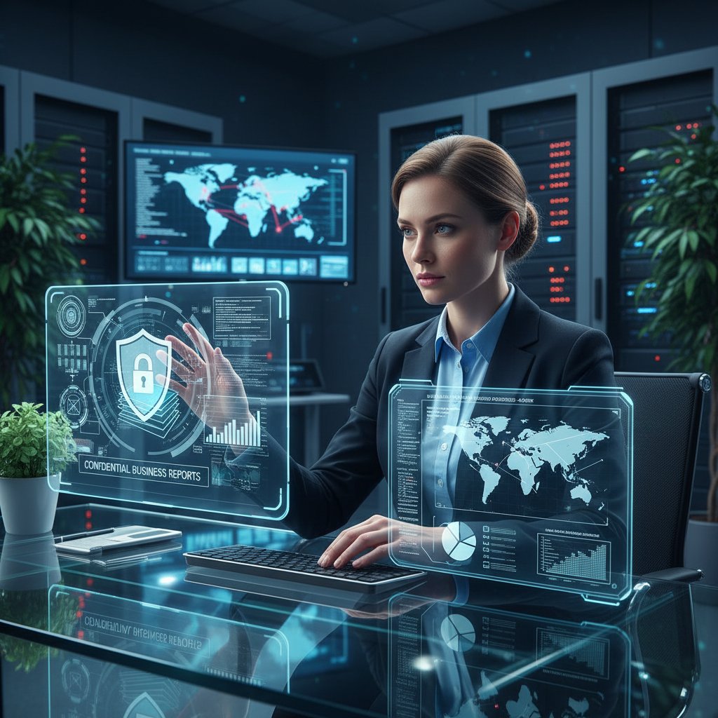 Specjalista ds. cyberbezpieczeństwa analizujący zabezpieczenia automatyzacji raportowania