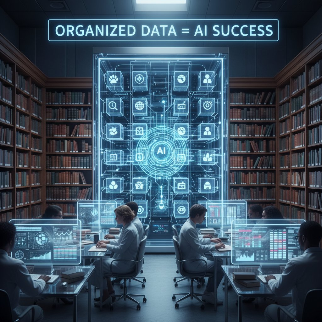 Data quality before and after AI implementation: visualization showing messy versus organized datasets