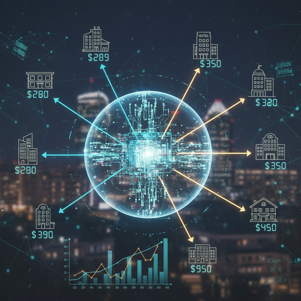 Data streams and algorithms for hotel pricing, digital art photo concept
