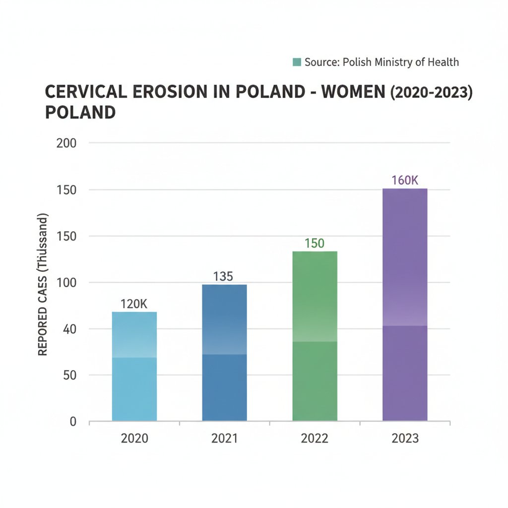 Wykres danych: kobiety z nadżerką a powikłania w polskiej populacji