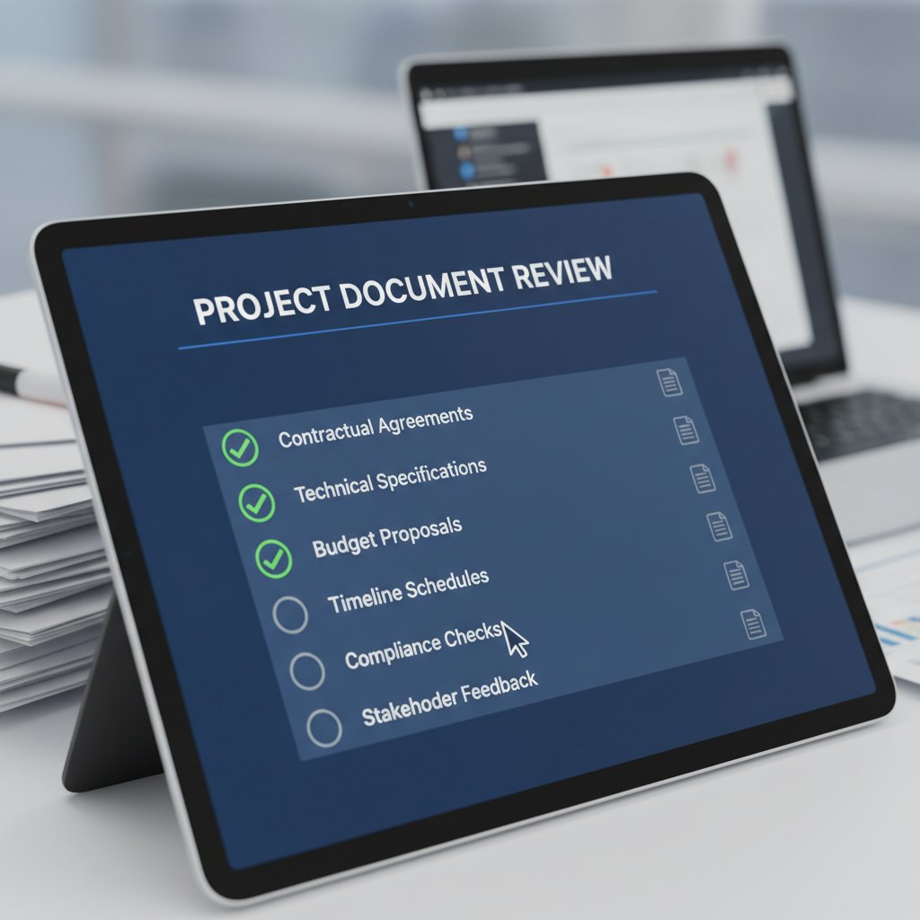Person using a digital checklist for document review, helping teams generate project documents that stand up to scrutiny