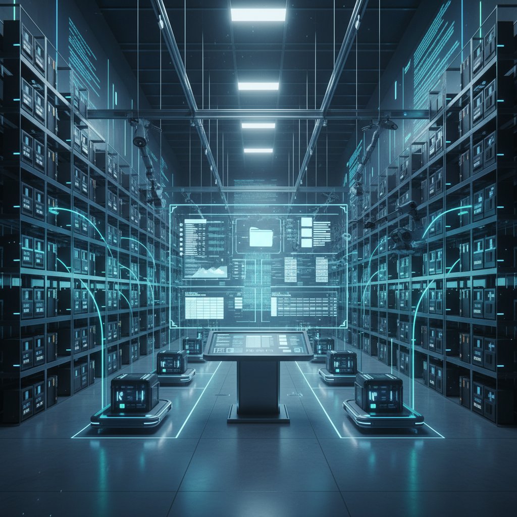Clean, organized warehouse with digitized files—visual metaphor for a successful document digitization project