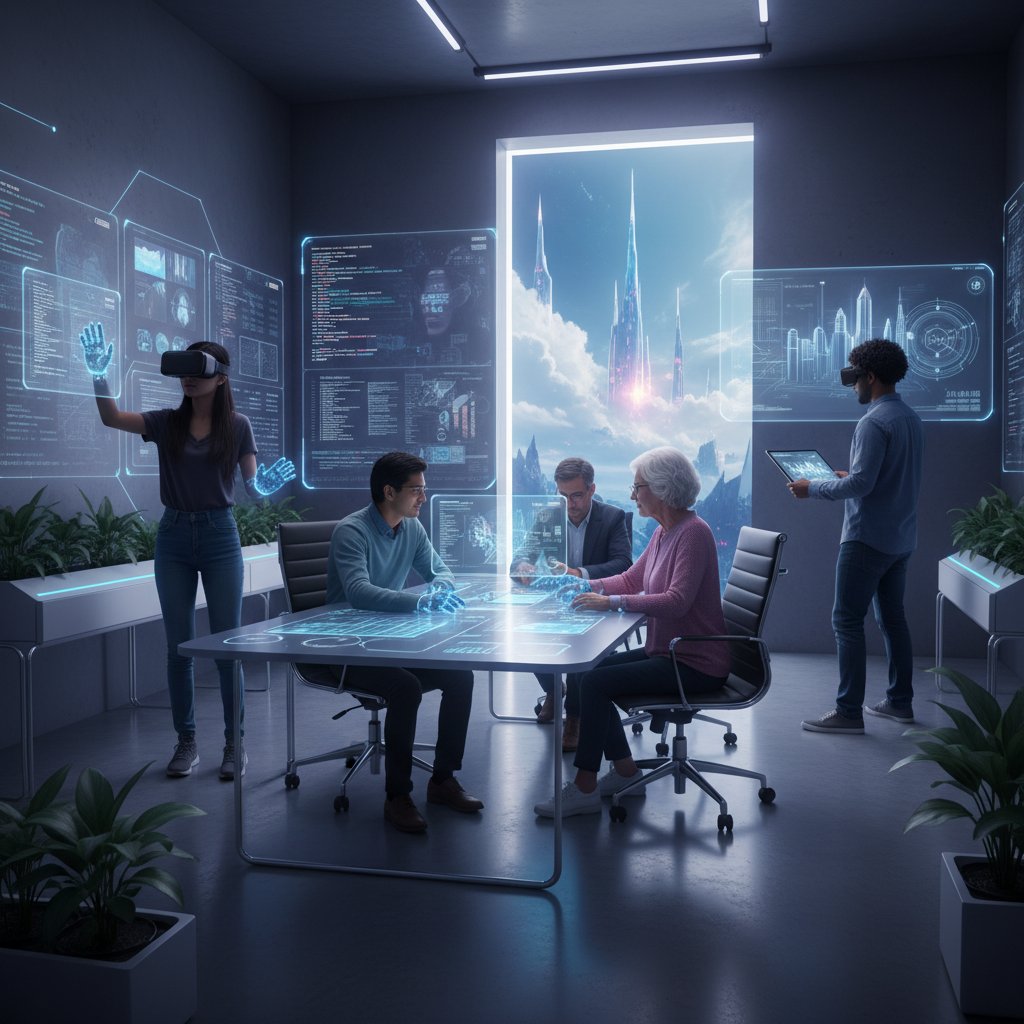 Diverse team working in a hybrid digital environment, representing the workforce adapting to document digitization