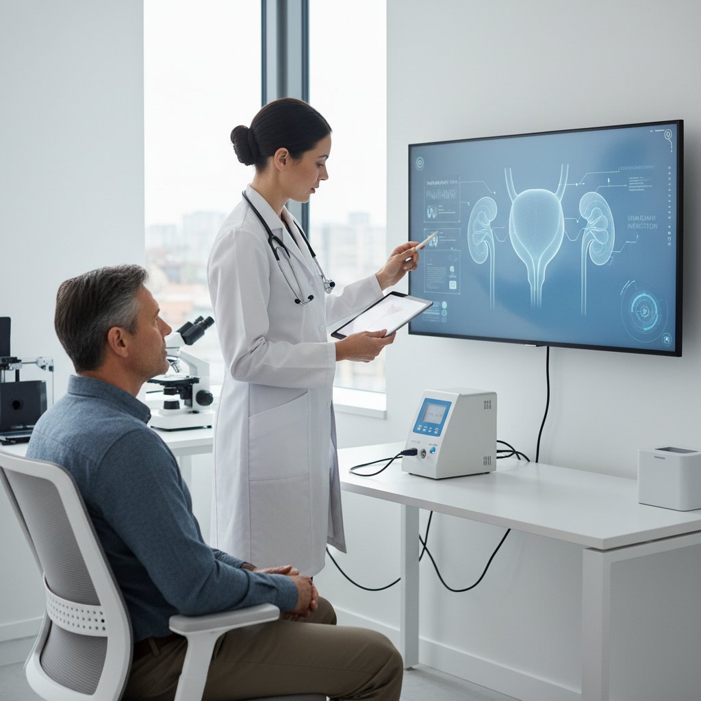 Nowoczesny gabinet lekarski z komputerem i tabletem, lekarz korzystający z cyfrowych narzędzi diagnozy