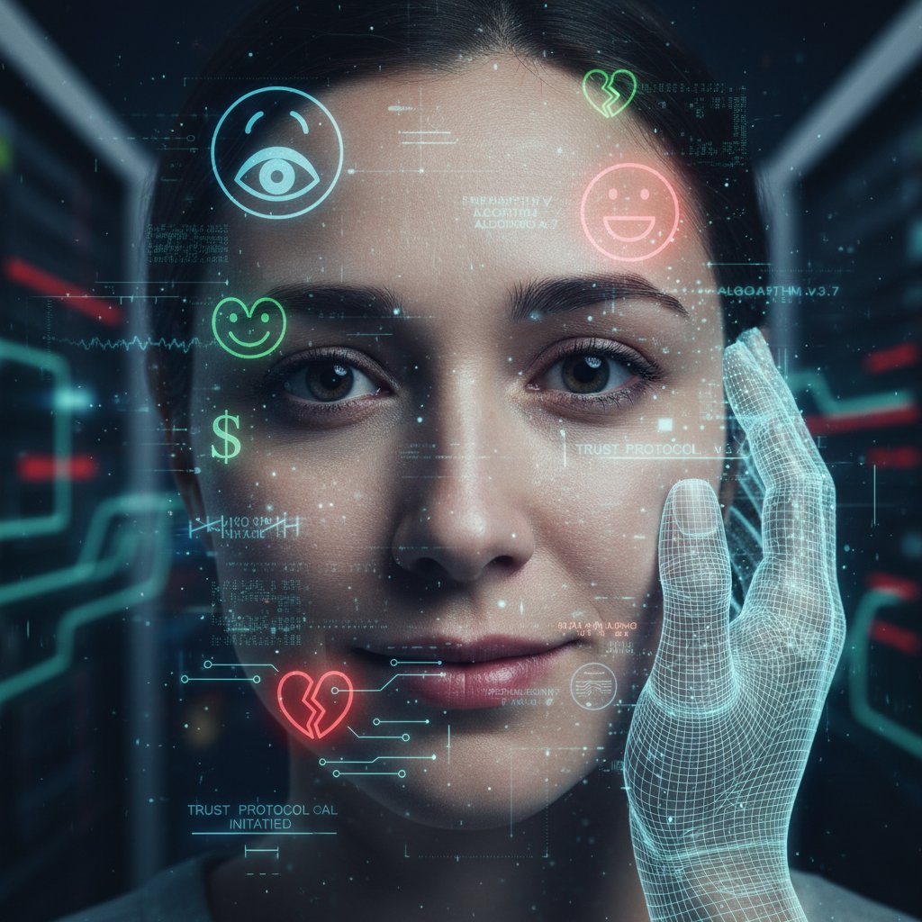 Zdjęcie przedstawiające osobę pod wpływem emocji manipulowanych przez technologię AI