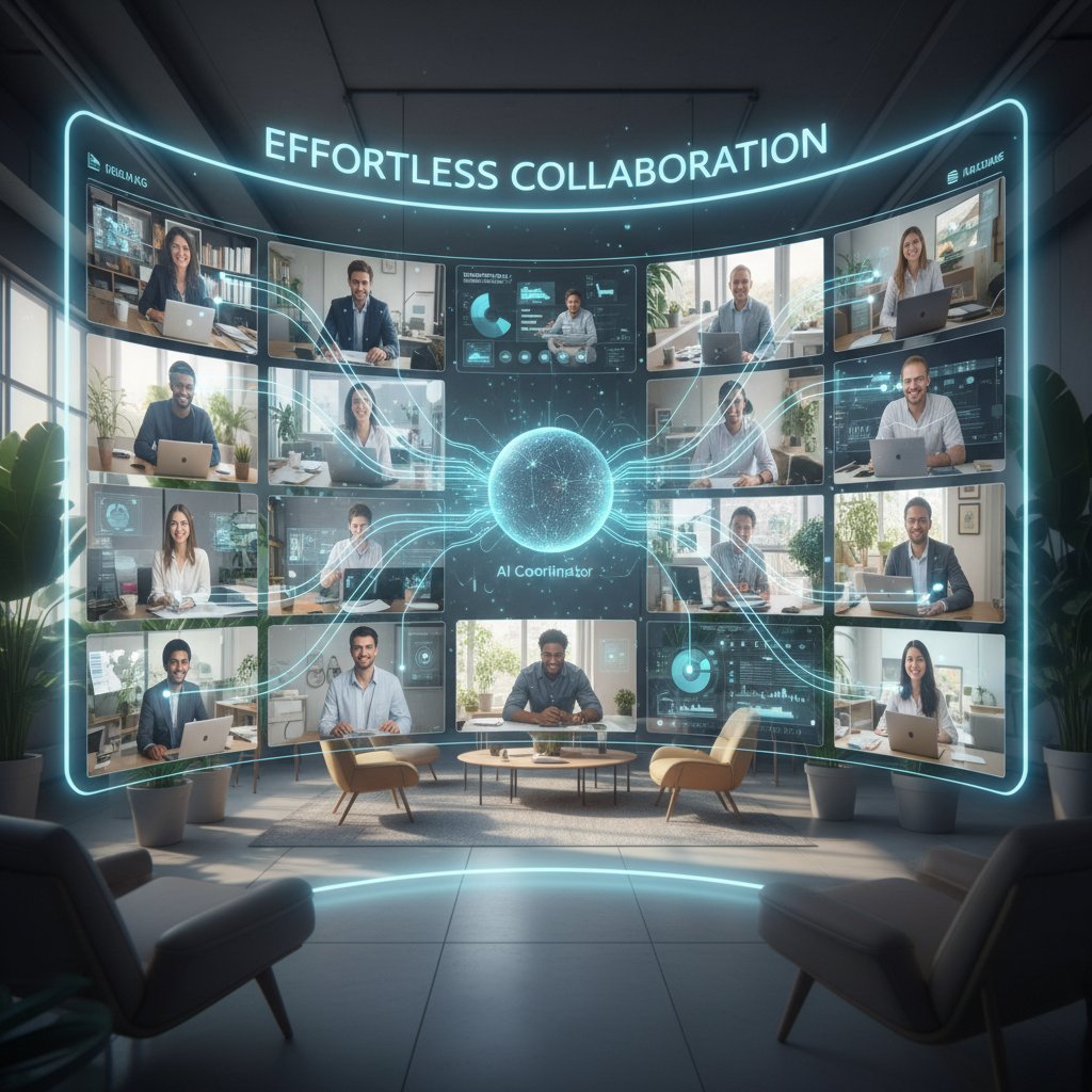 Enterprise team leveraging AI remote coordinator for effortless collaboration