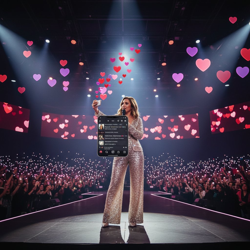 Social media DMs flooding an entertainer’s phone during a performance