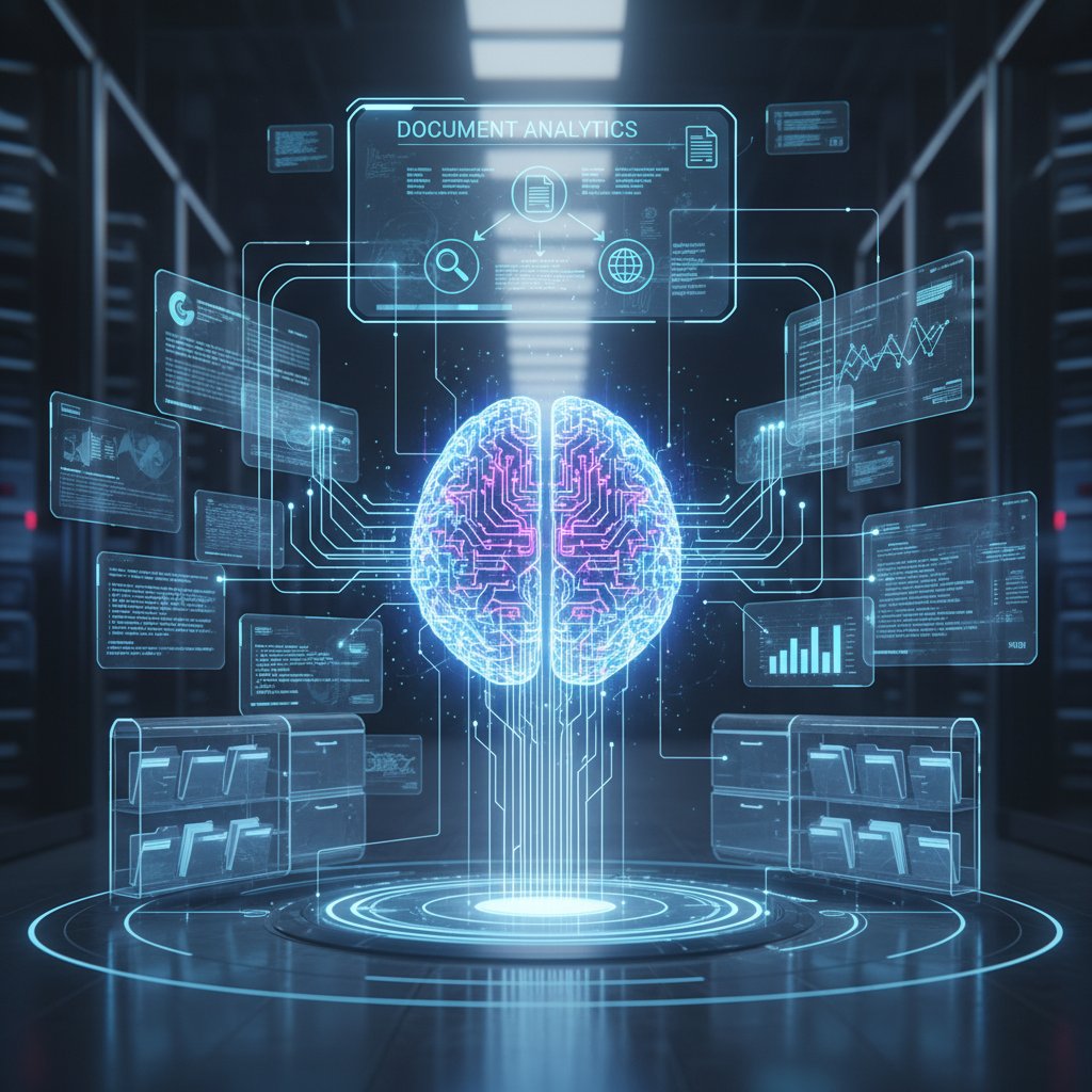 Futuristic AI analyzing documents, symbolizing the dominance of LLMs