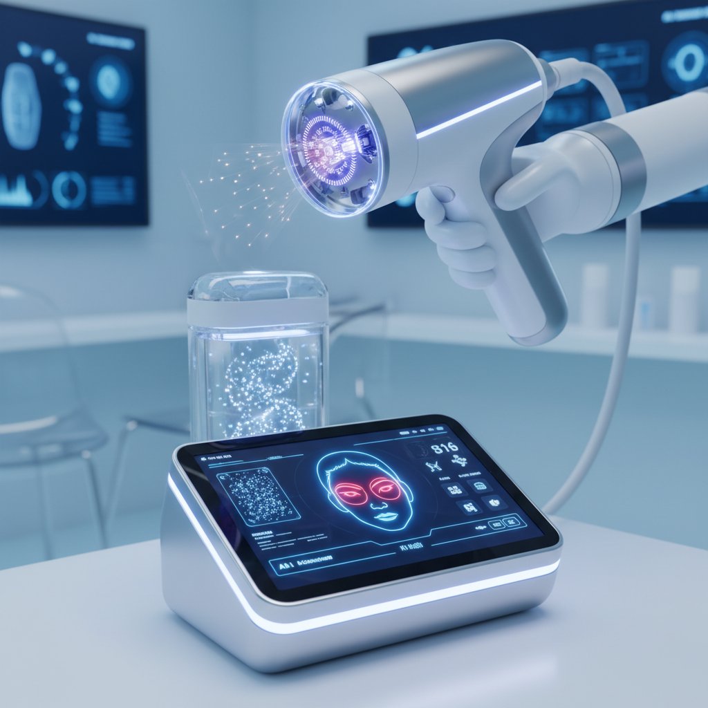 Futurystyczne urządzenie do usuwania makijażu permanentnego, technologia AI