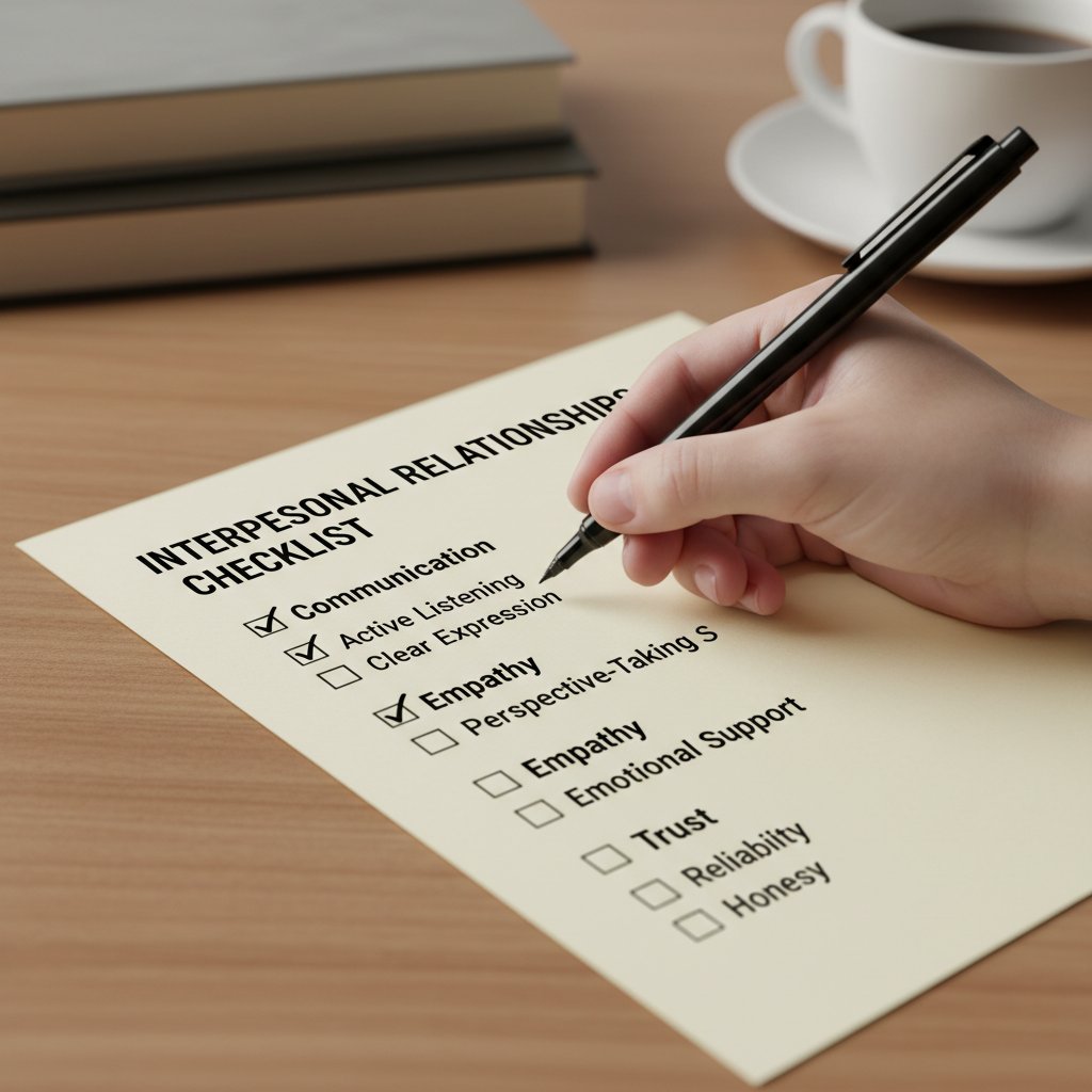 Zbliżenie na rękę zapisującą checklistę, planowanie codziennej pracy nad relacjami interpersonalnymi