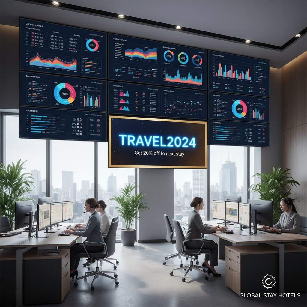 Behind-the-scenes look at hotel reservation office, promo code hotel booking analytics