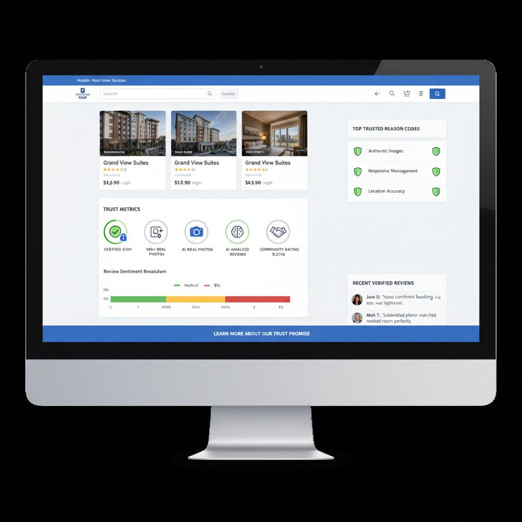 Hotel review platform with trust indicators, honest hotel reviews